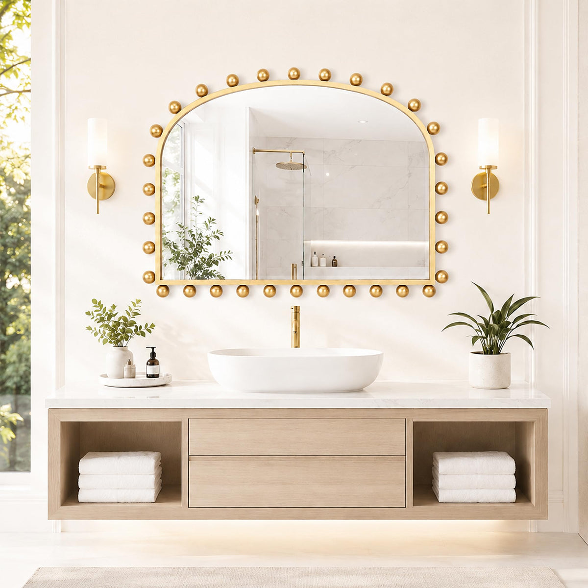 Antique Gold Wide Arch Wall Mirror