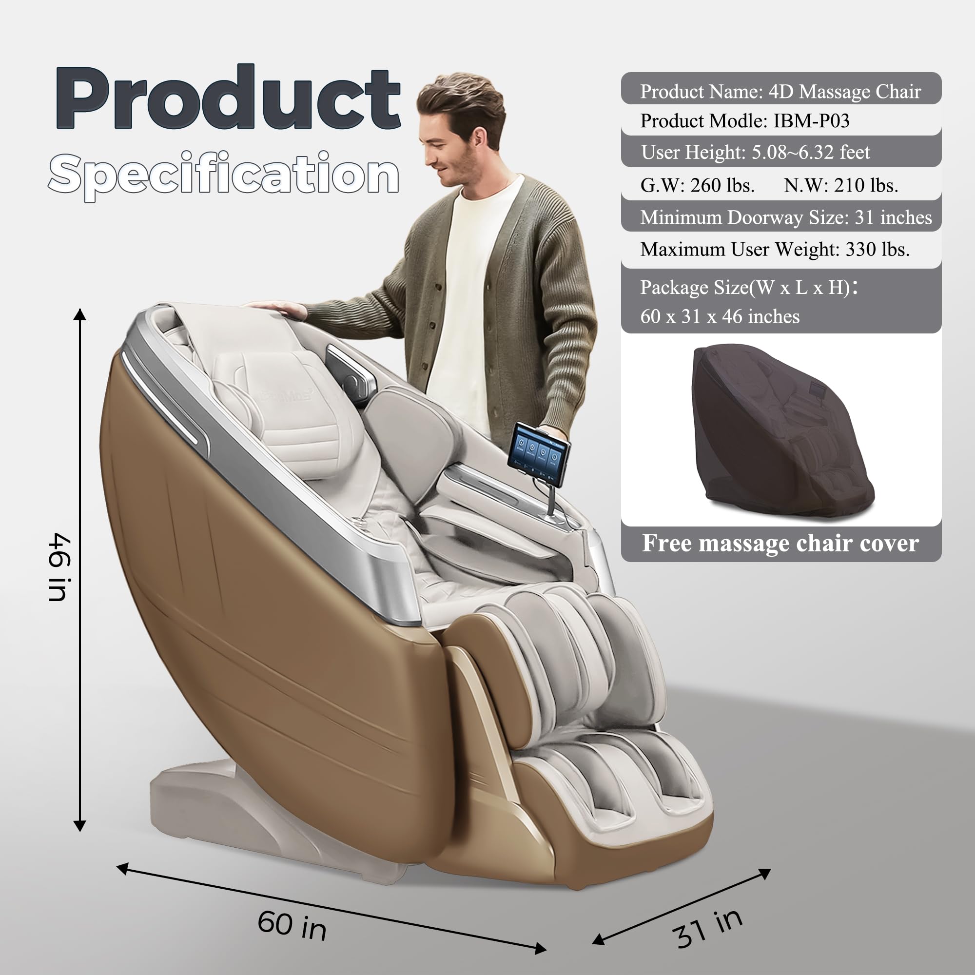 4D Full Body Massage Chair with SL-Track & Zero Gravity