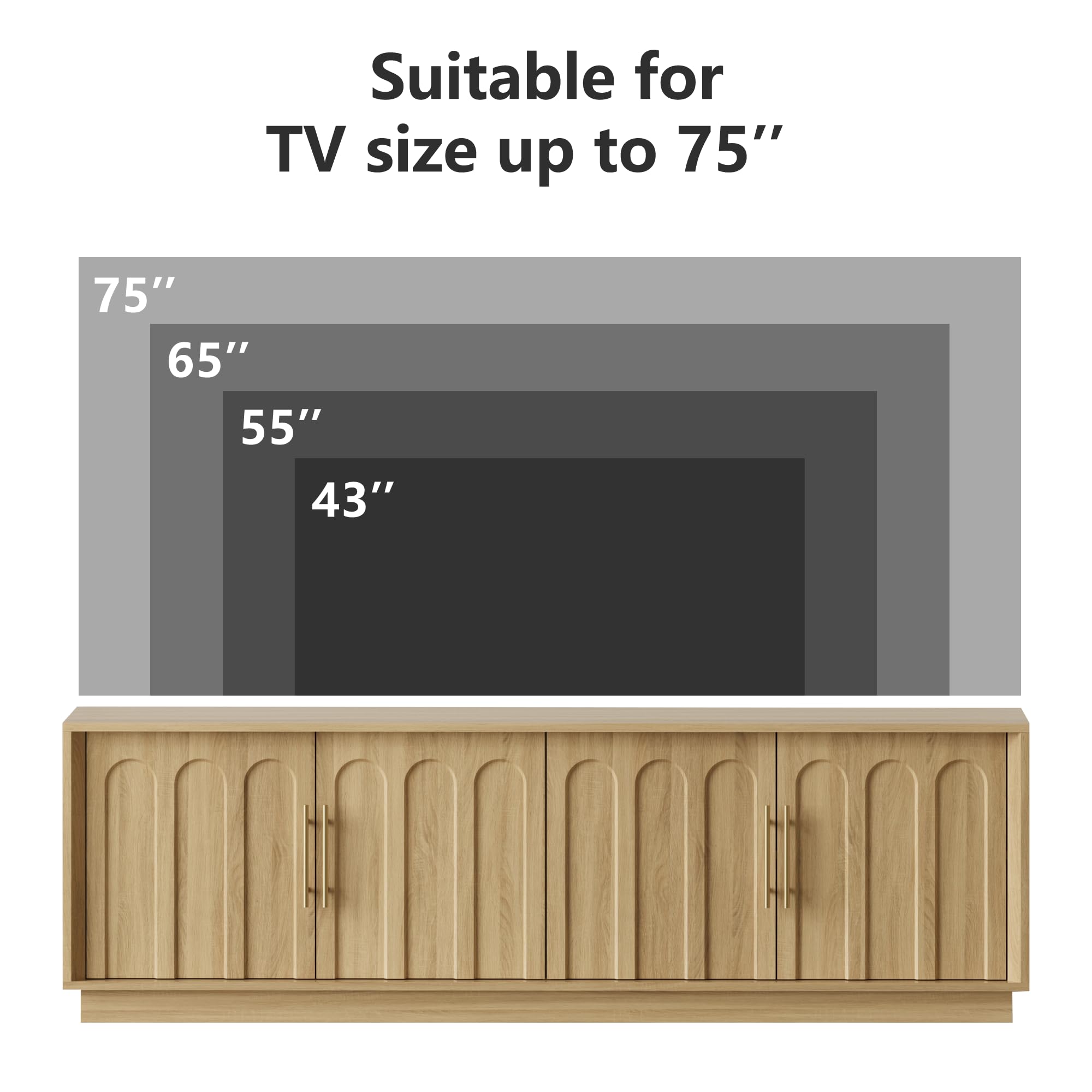 67" Mid-Century Modern TV Stand with Arched Doors