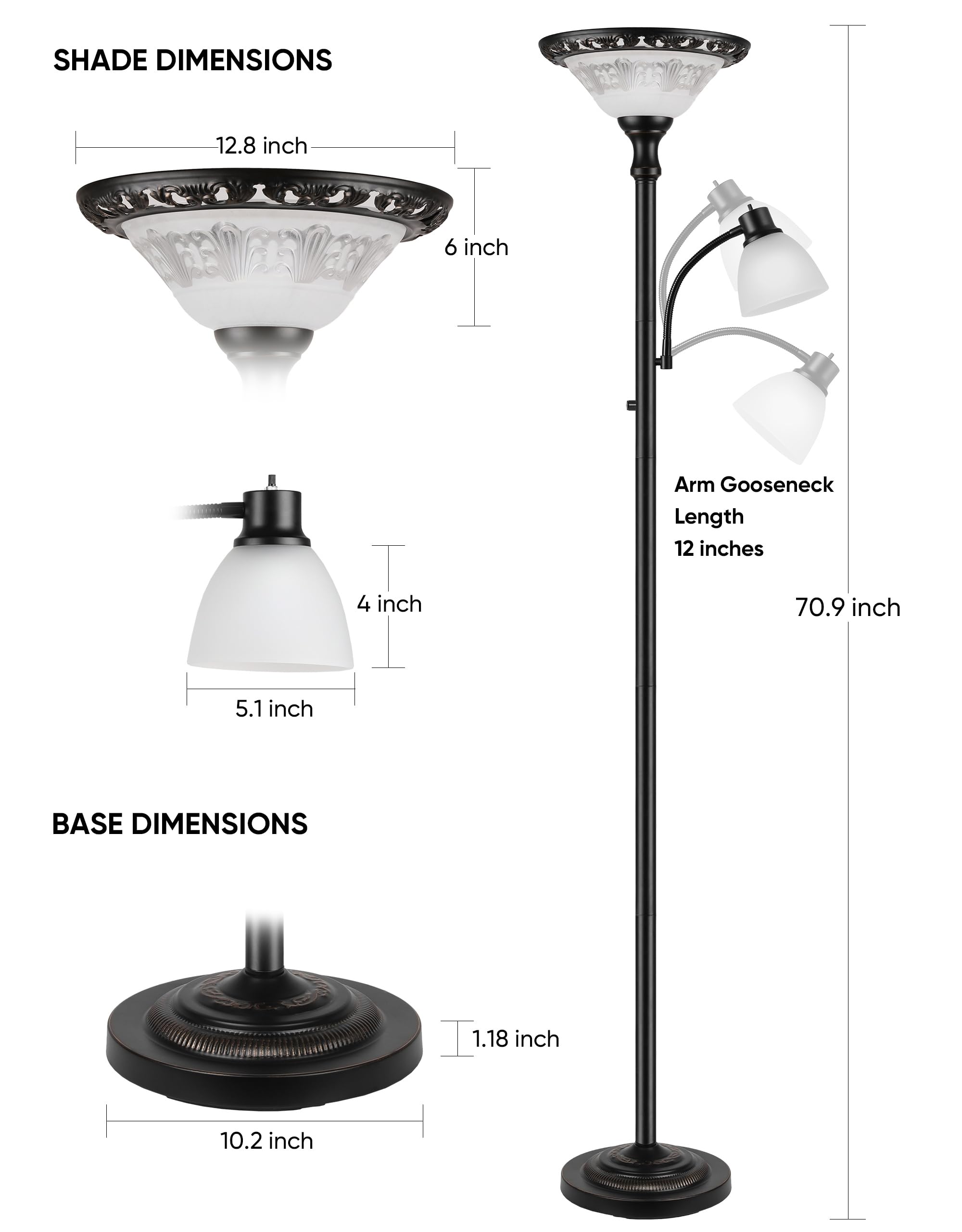 Victorian Dual-Head Floor Lamp with Reading Light