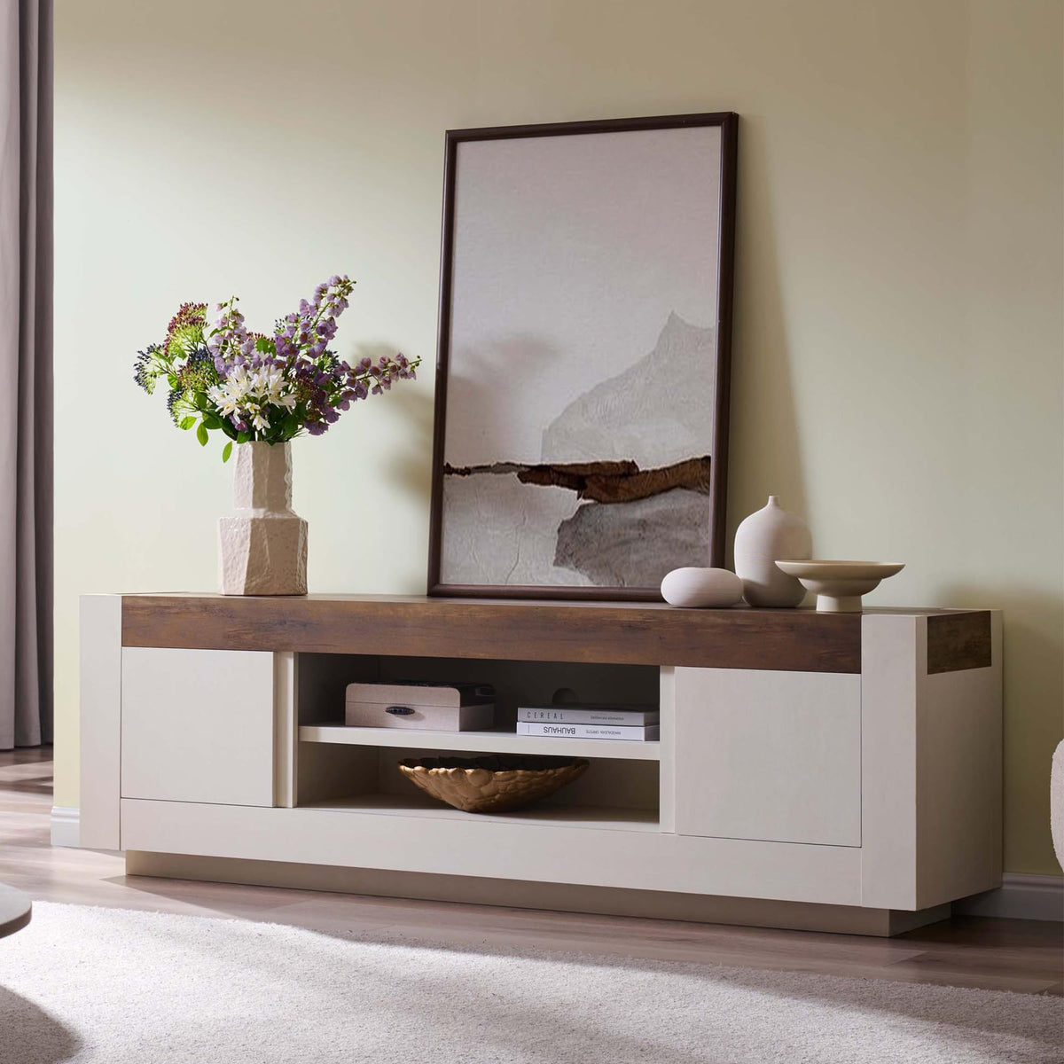 Antique White Low-Profile TV Stand