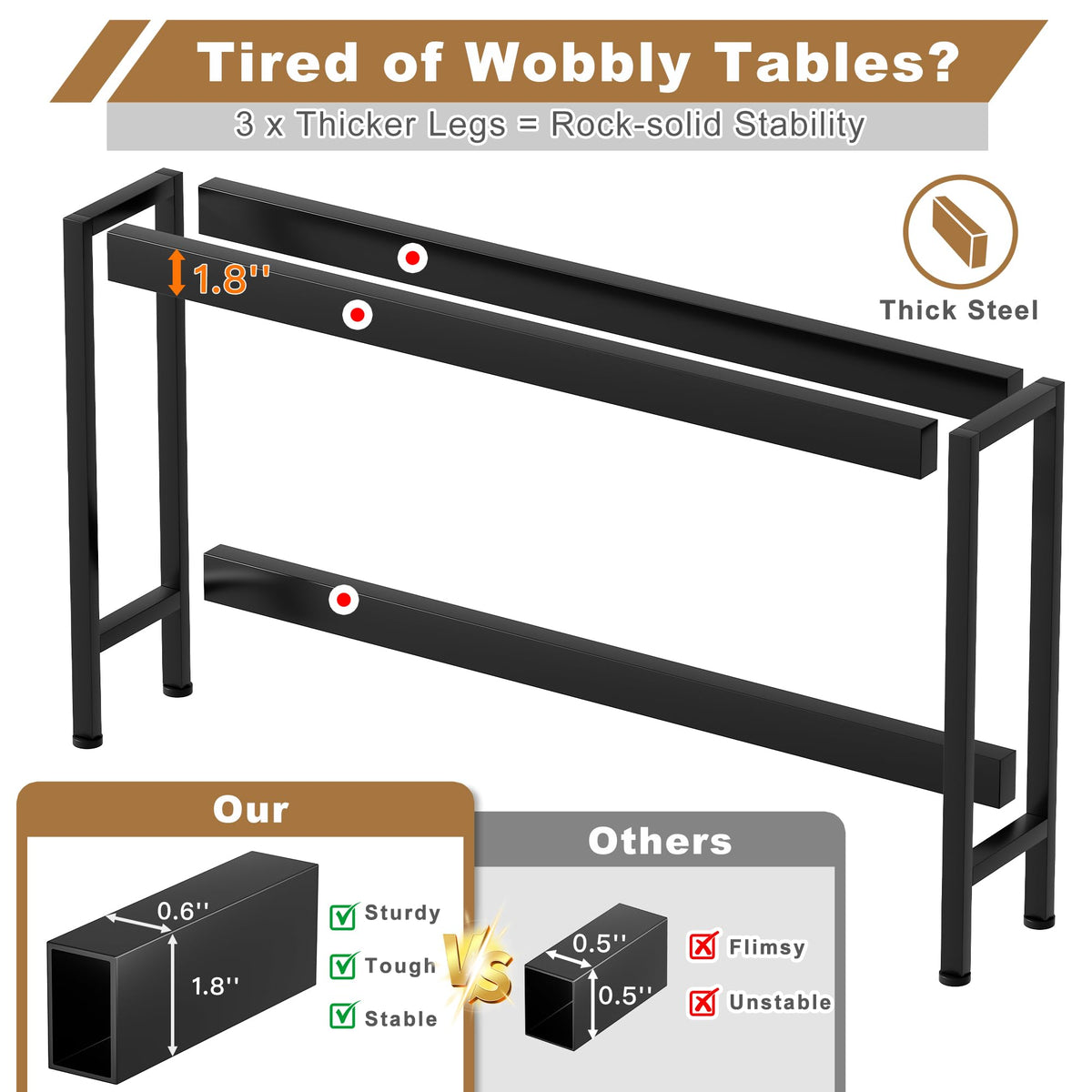 Narrow Console Table with Outlets