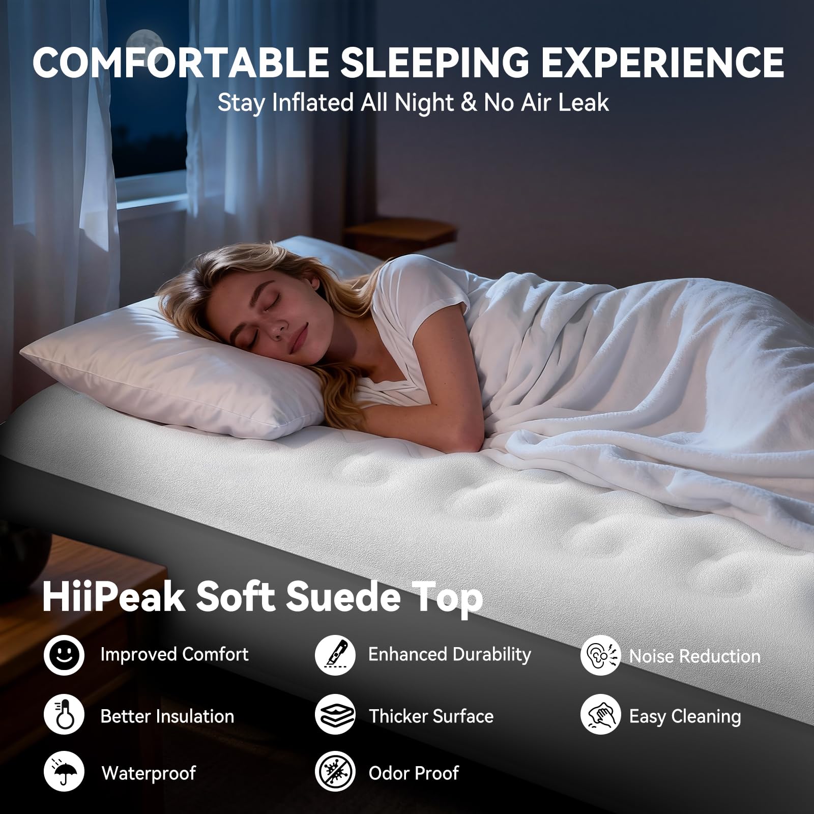 Self-Inflating TPU Air Mattress with Built-In Wireless Pump