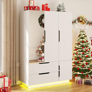 White Mirrored Wardrobe with LED Lights