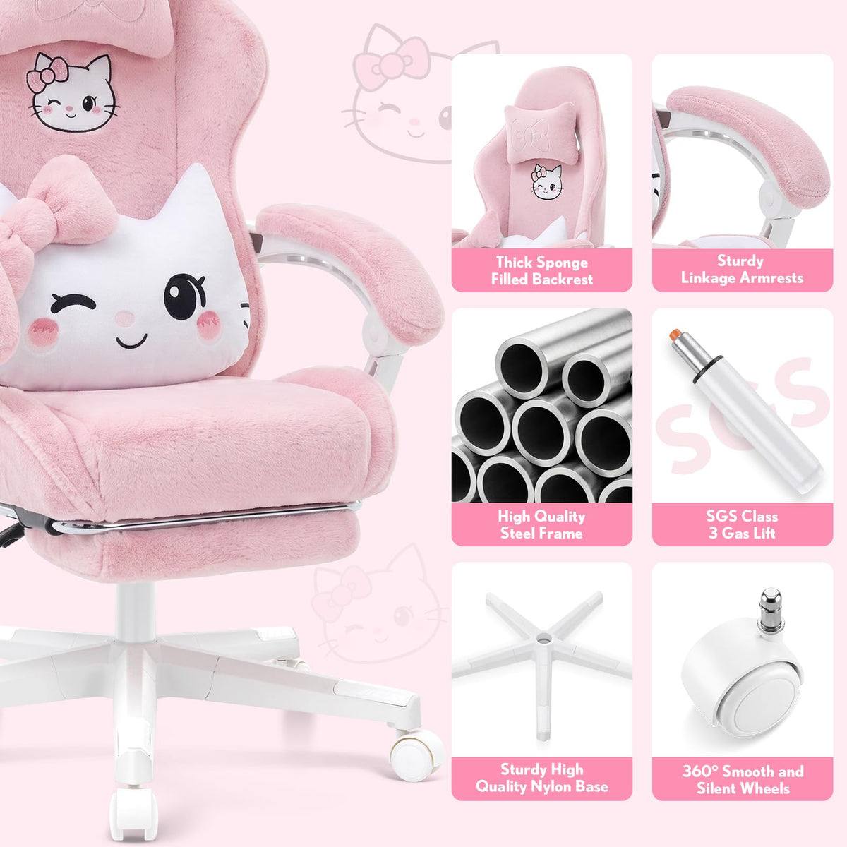 Pink Cat Gaming Chair