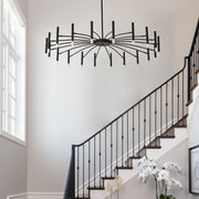 EGM 53 Inch Black Modern Chandelier, 20-Light Mid Century Sputnik Ceiling Light Fixture with G9 Bulbs, Large LED Chandeliers for Bedroom Dining Room, Round Pendant Light for Kitchen Island Foyer
