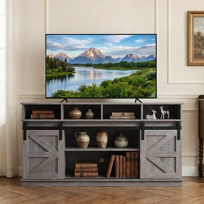 58" TV Stand with Barn Doors & Storage