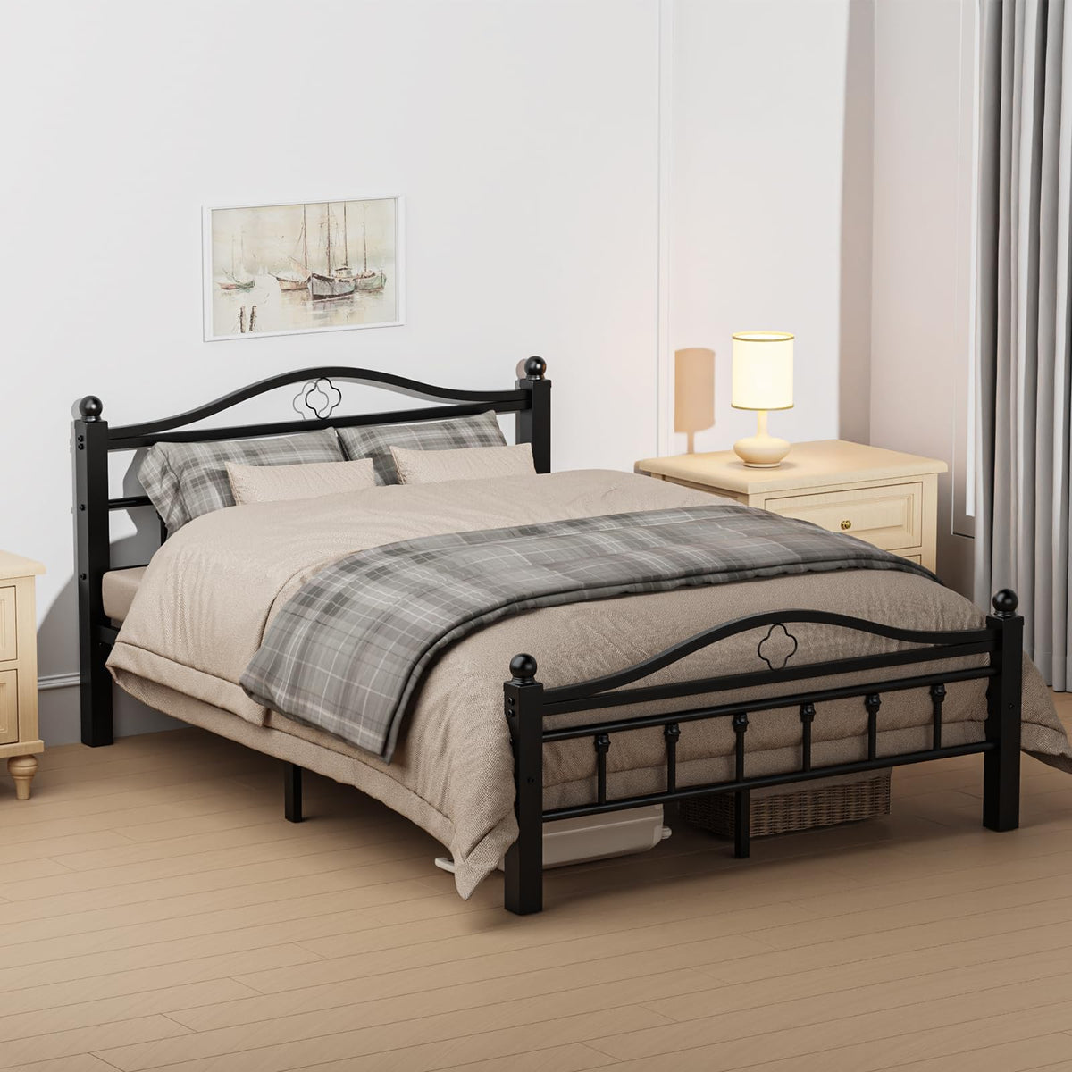 Slumber Haven Full Metal Bed Frame with Headboard, 12-Inch Storage