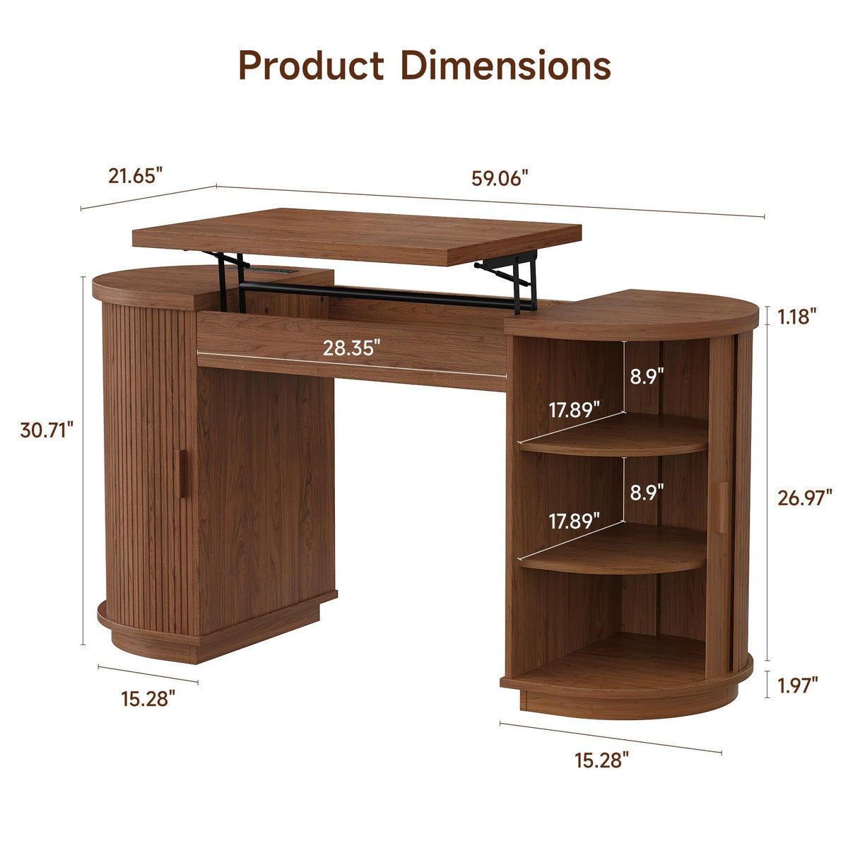 Lift-Top Desk with Charging Outlets