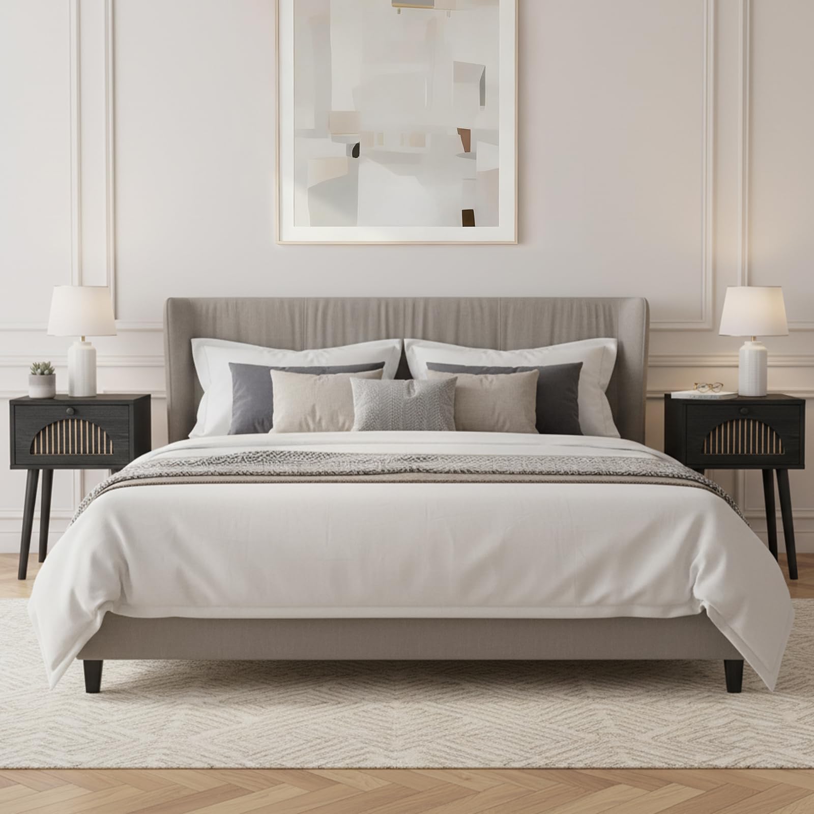 Nightstands Set of 2 with Fluted Door