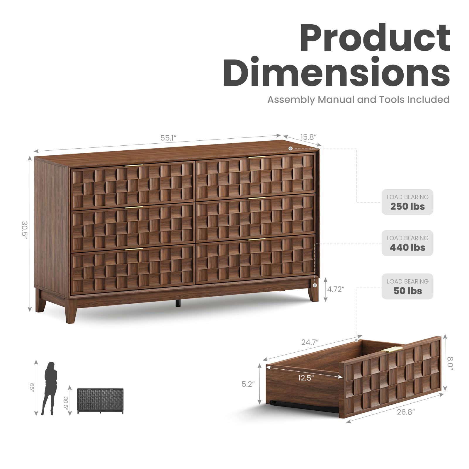6-Drawer Fluted Dresser