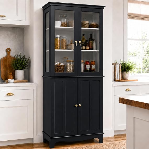 Blue Glass-Door China Cabinet