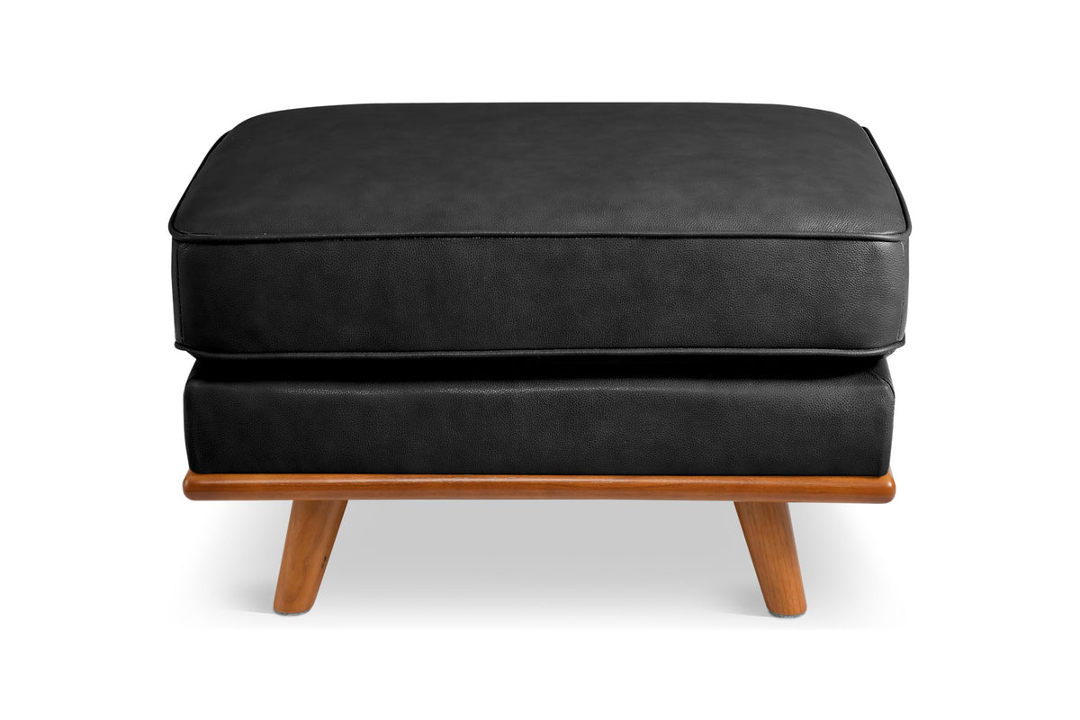 Black Leather Ottoman