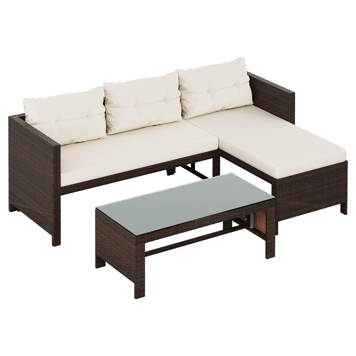 3-Piece Wicker Patio Sofa Set