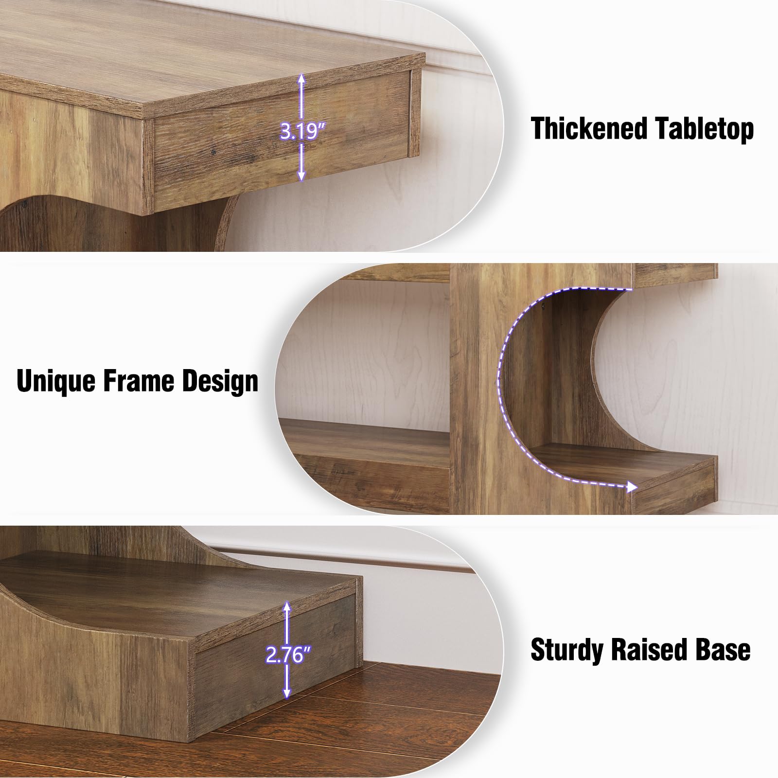 Tohomeor Console Tables for Entryway 47.24-Inch, Wooden Sofa Table Behind The Couch, Farmhouse Wooden Entry Foyer Tables for Entrance Hallway Living Room Home, Arched,Retro Brown