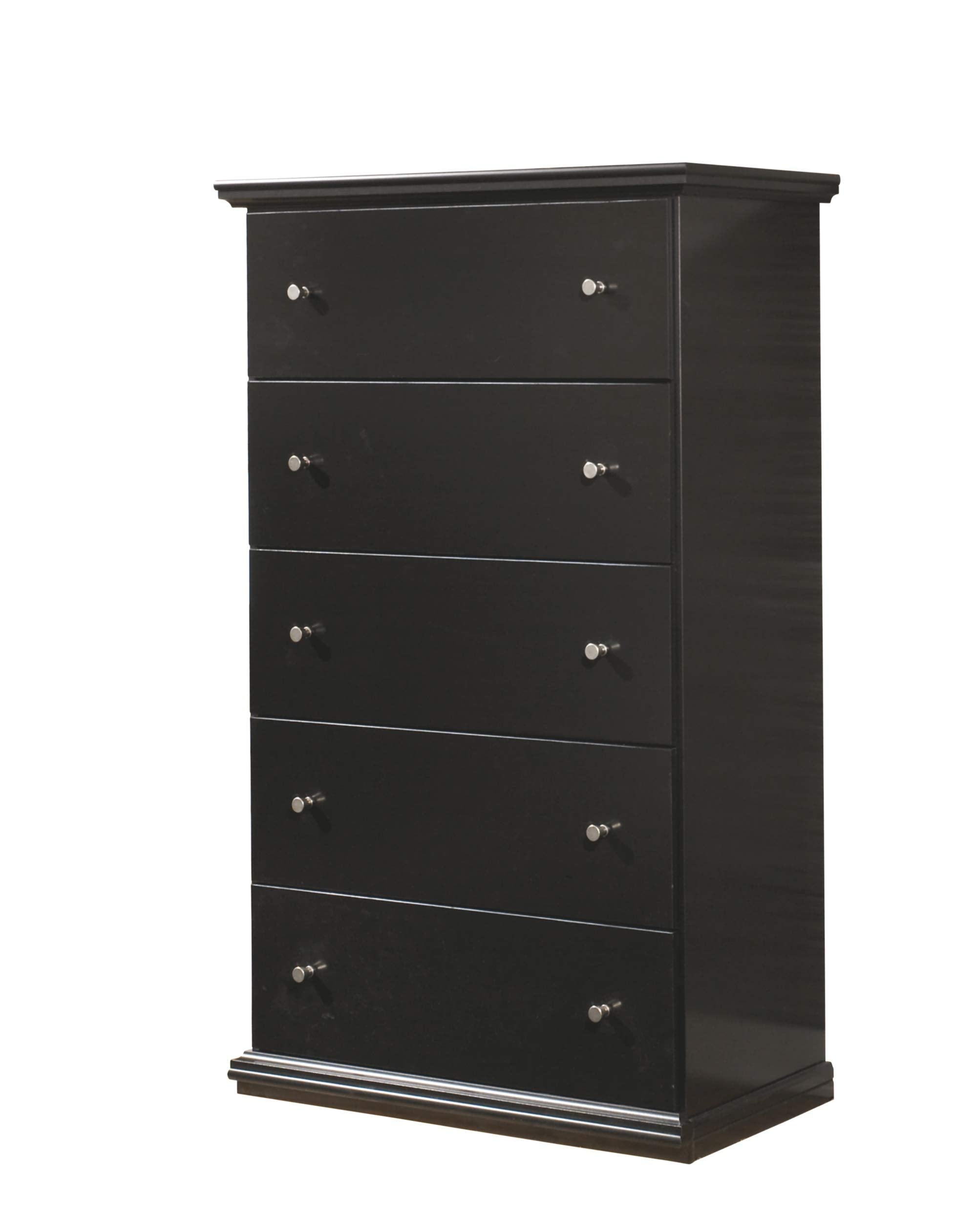 Signature Design by Ashley Maribel Modern 5-Drawer Chest with Anti-Tipping Design, Black