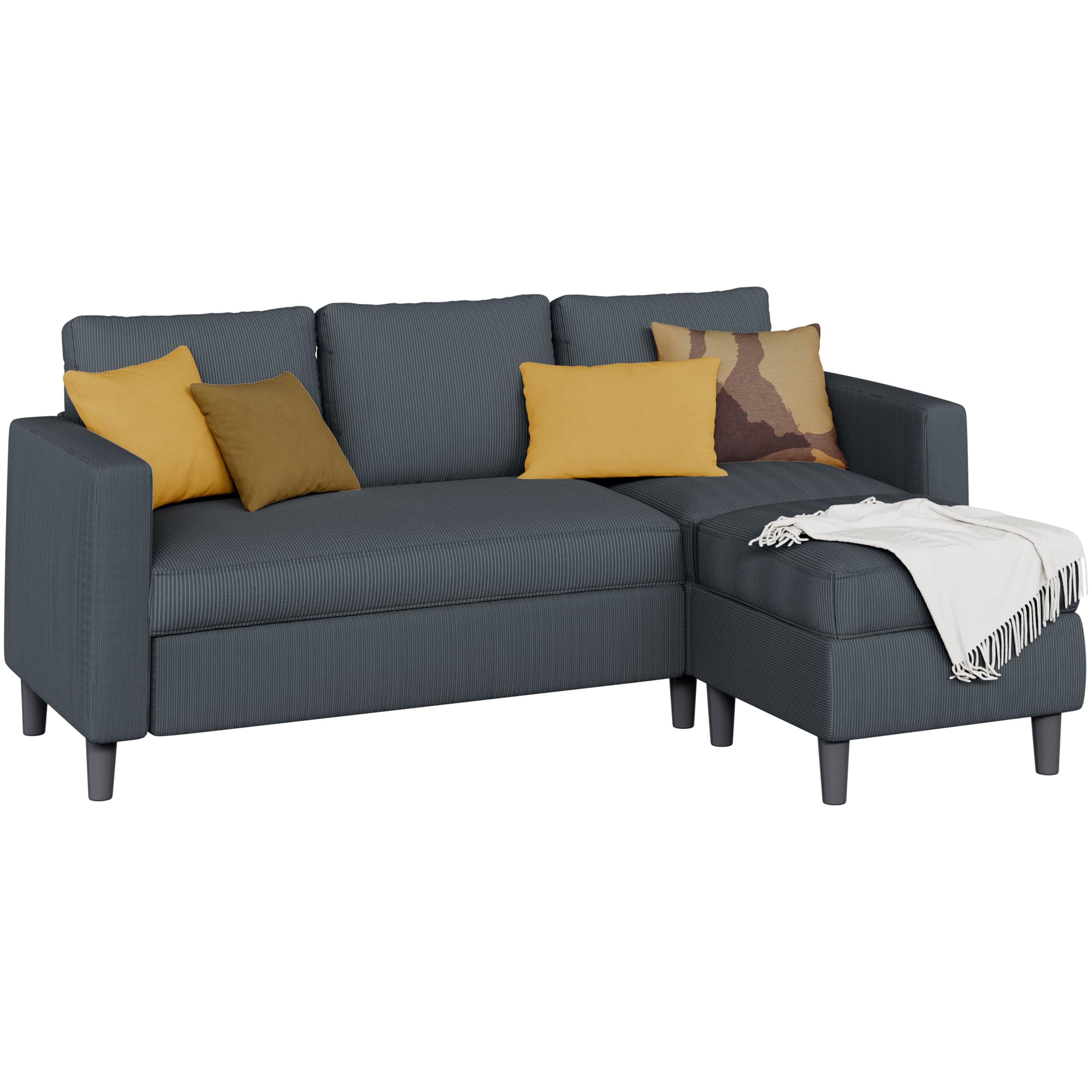 L-Shaped Convertible Sectional Sofa with Ottoman