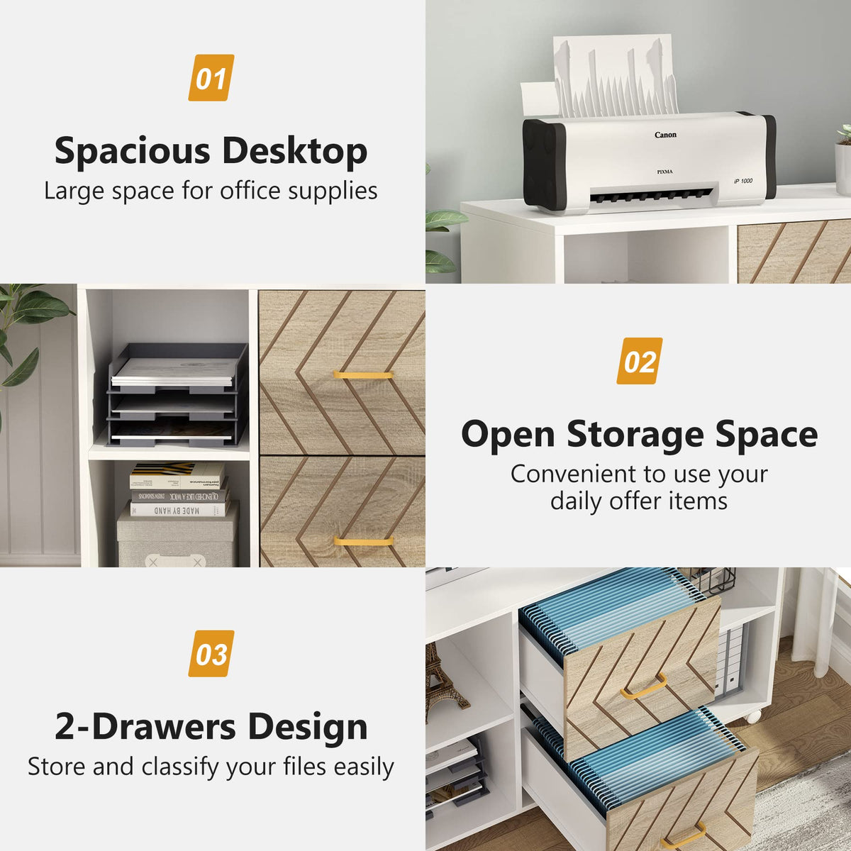 2-Drawer Rolling File Cabinet