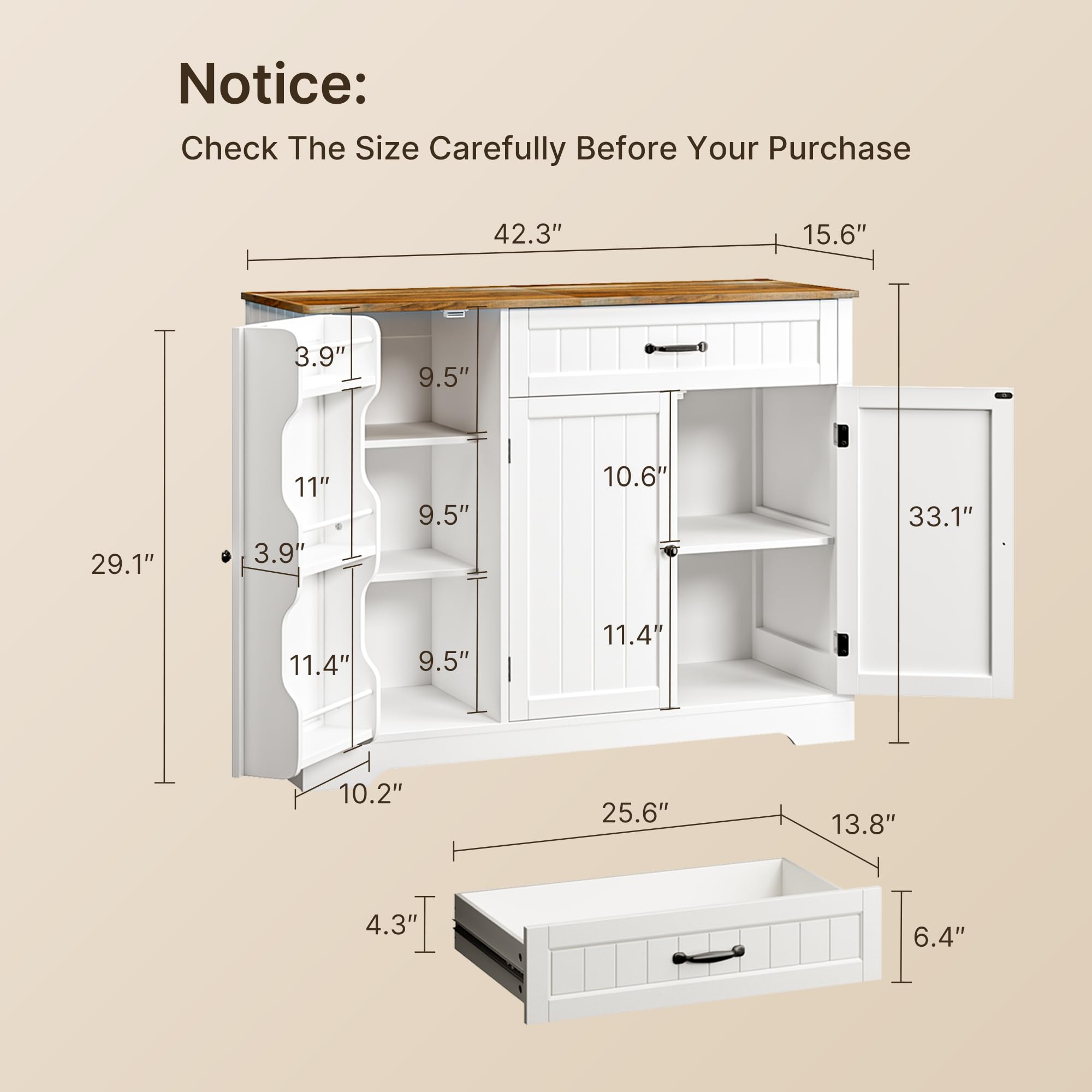 Kitchen Coffee Bar Cabinet with Storage