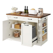 Rolling Kitchen Island with Drop Leaf & Power Outlet