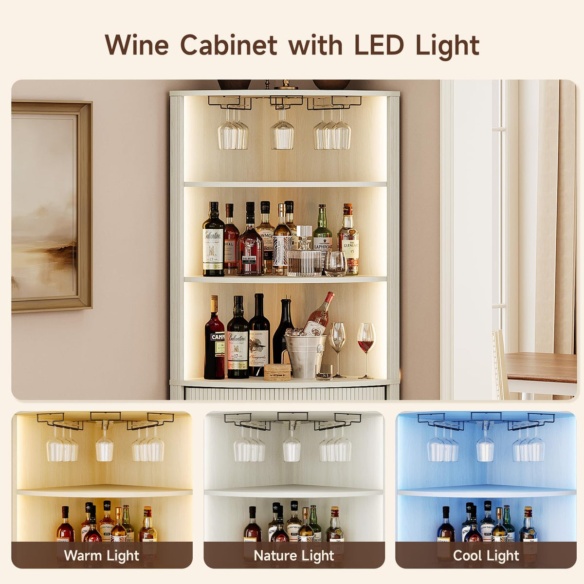 LED Corner Wine Cabinet