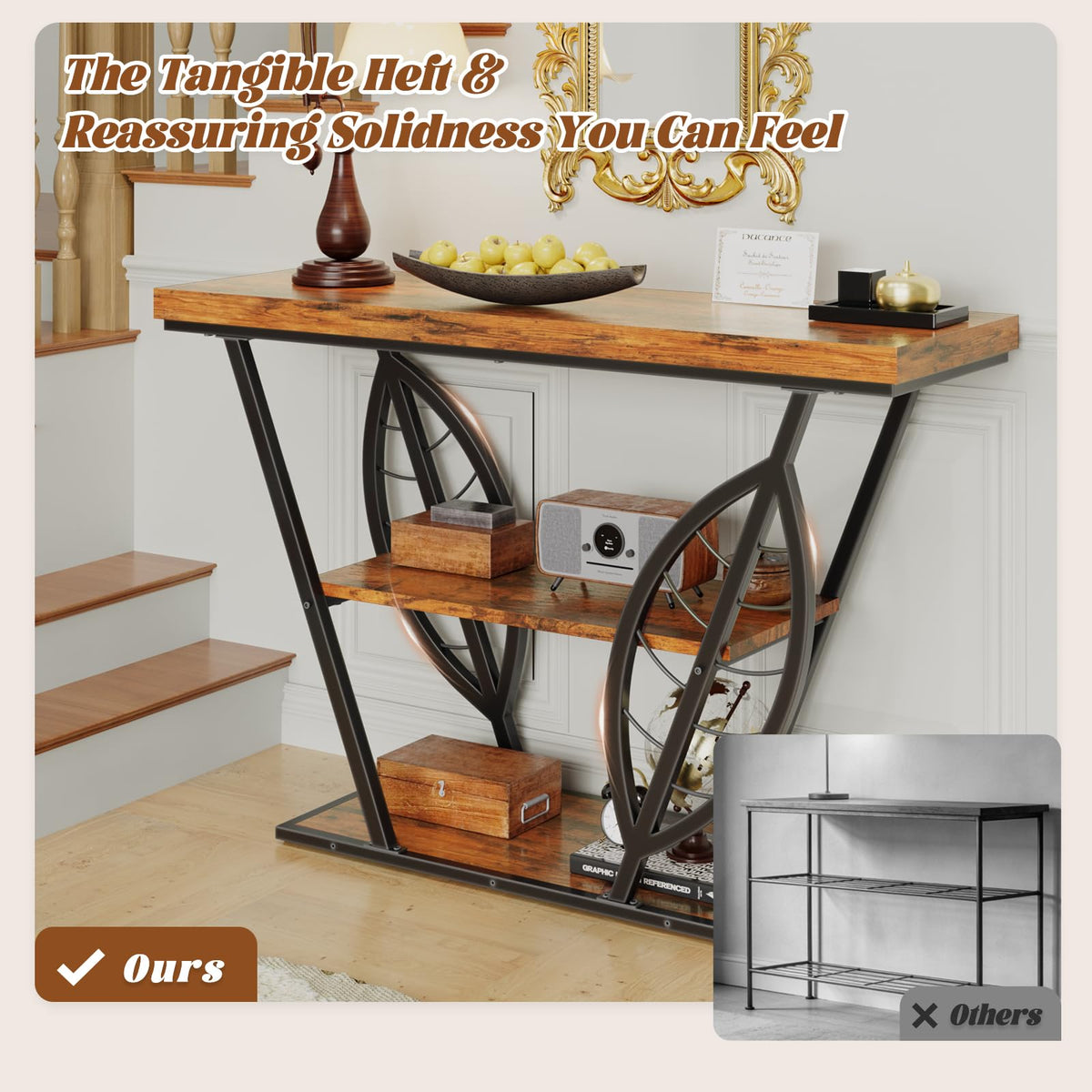 3-Tier Leaf Console Table