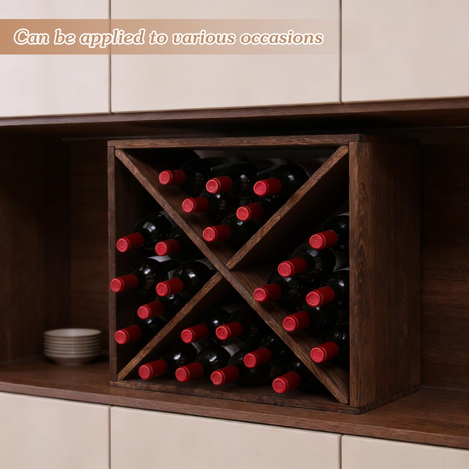 fcxagy Wine Rack Countertop Wine Storage Wine Rack freestanding Floor 24 Bottle Wine Holder，for Home Kitchen countertops (24 Bottles)