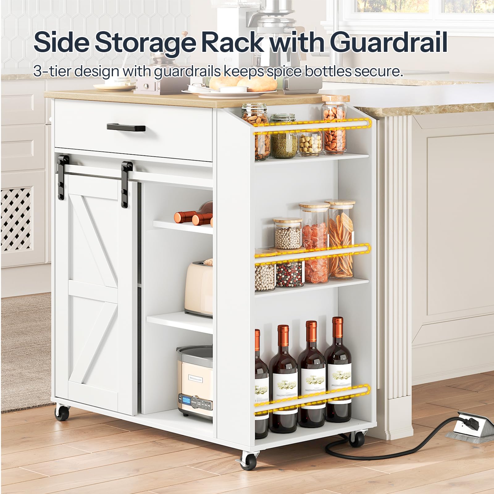Rolling Kitchen Island with Power Outlet