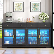 Sideboard Buffet Cabinet with LED Lights – Black