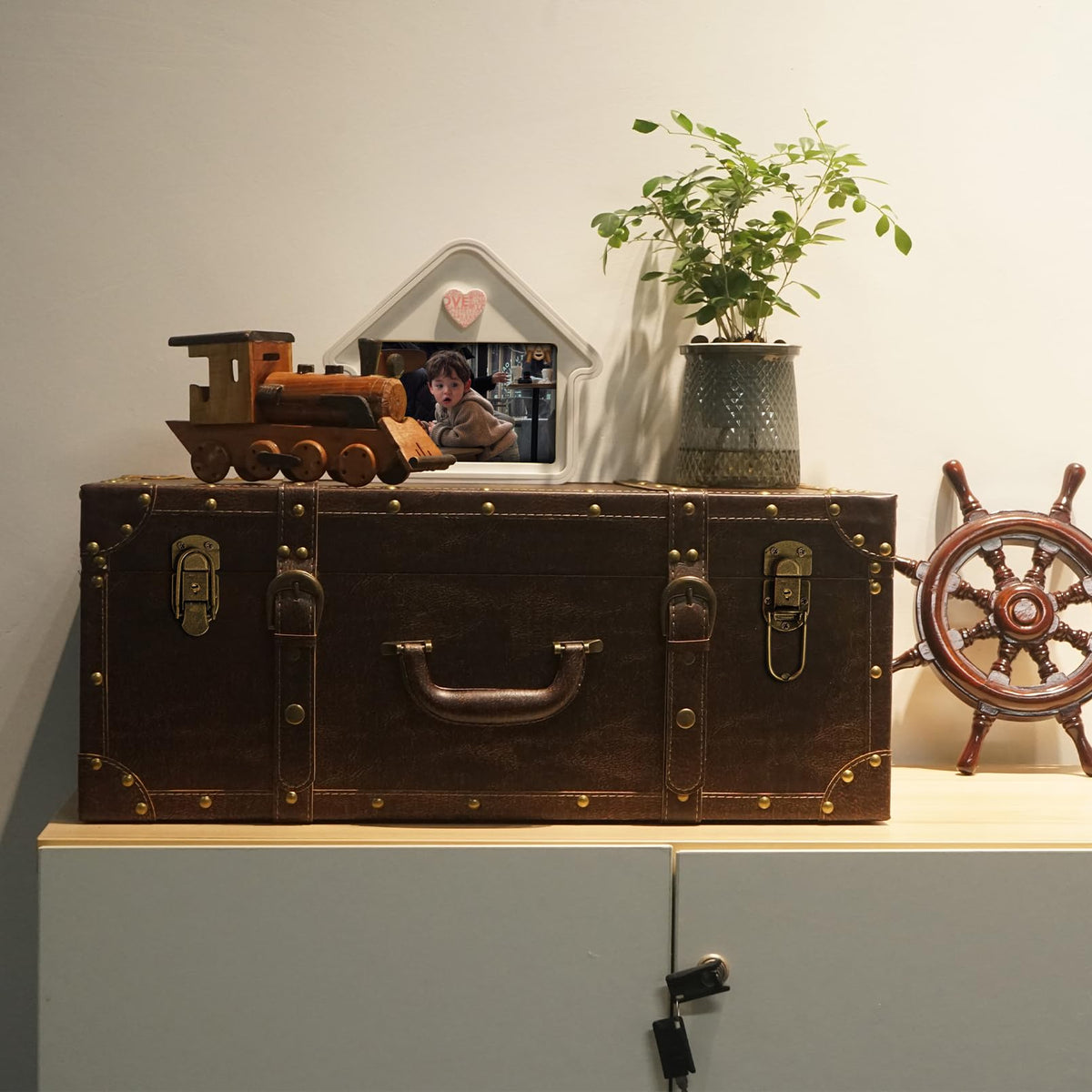 Vintage Wooden Storage Suitcase