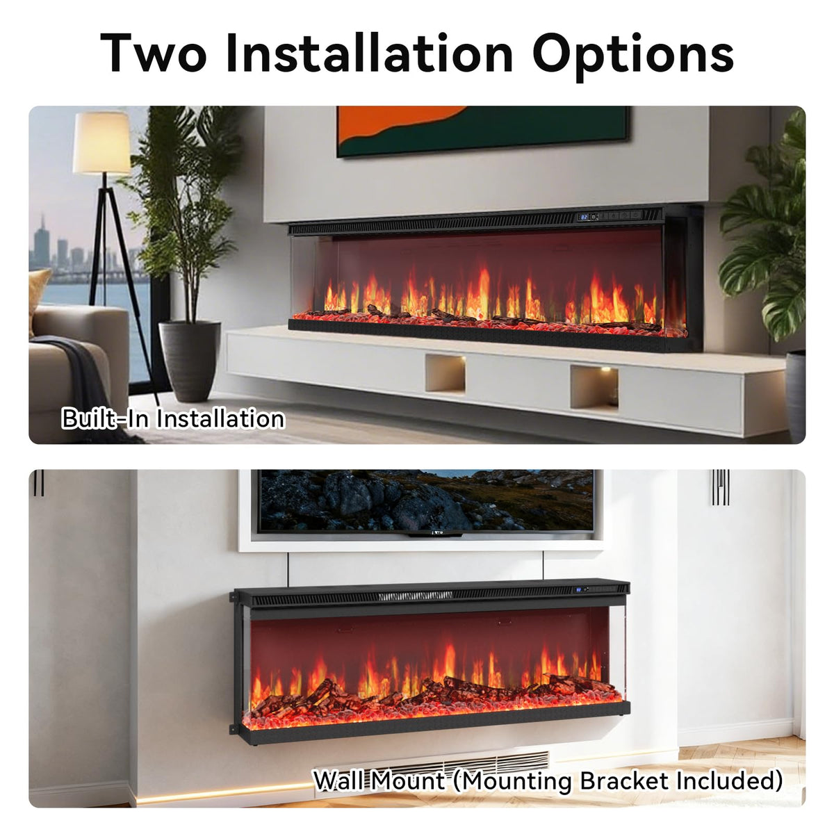 3-Sided Smart Electric Fireplace