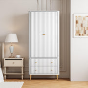 Modern Armoire Wardrobe Closet with Doors & Drawers