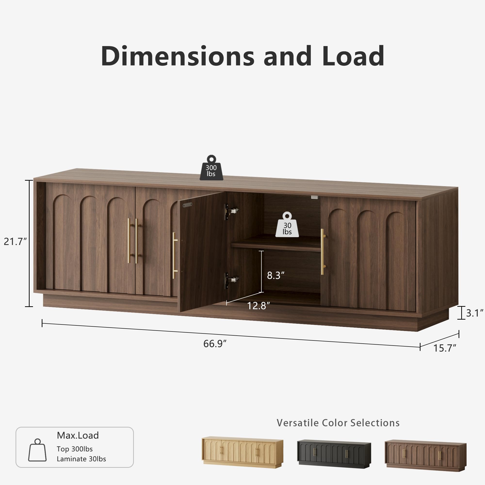 Mid-Century Modern TV Stand, 67" Entertainment Center