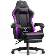 Gaming Chair with Footrest & RGB LED Lights