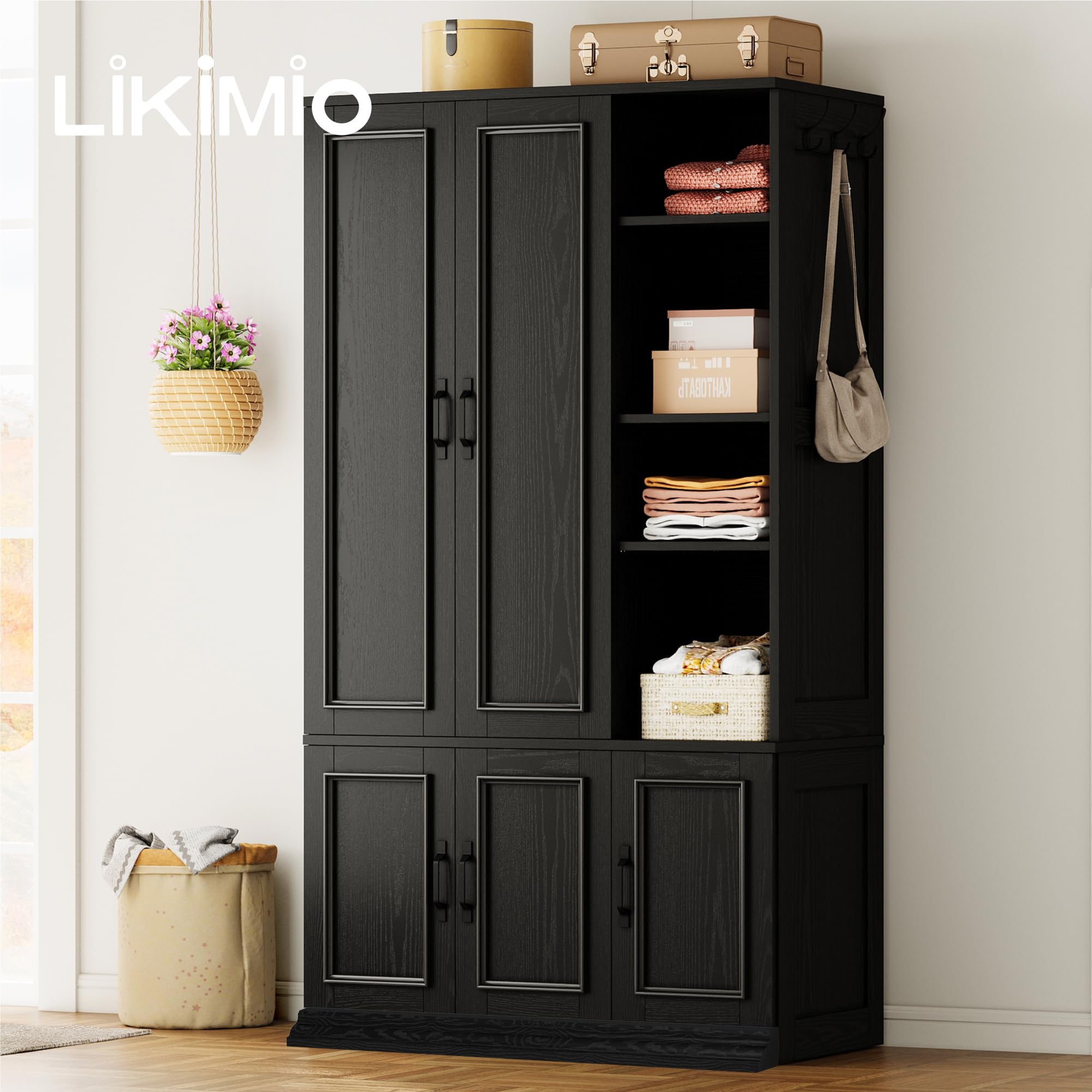 Large 5-Door Wardrobe with Shelves & Hanging Rod