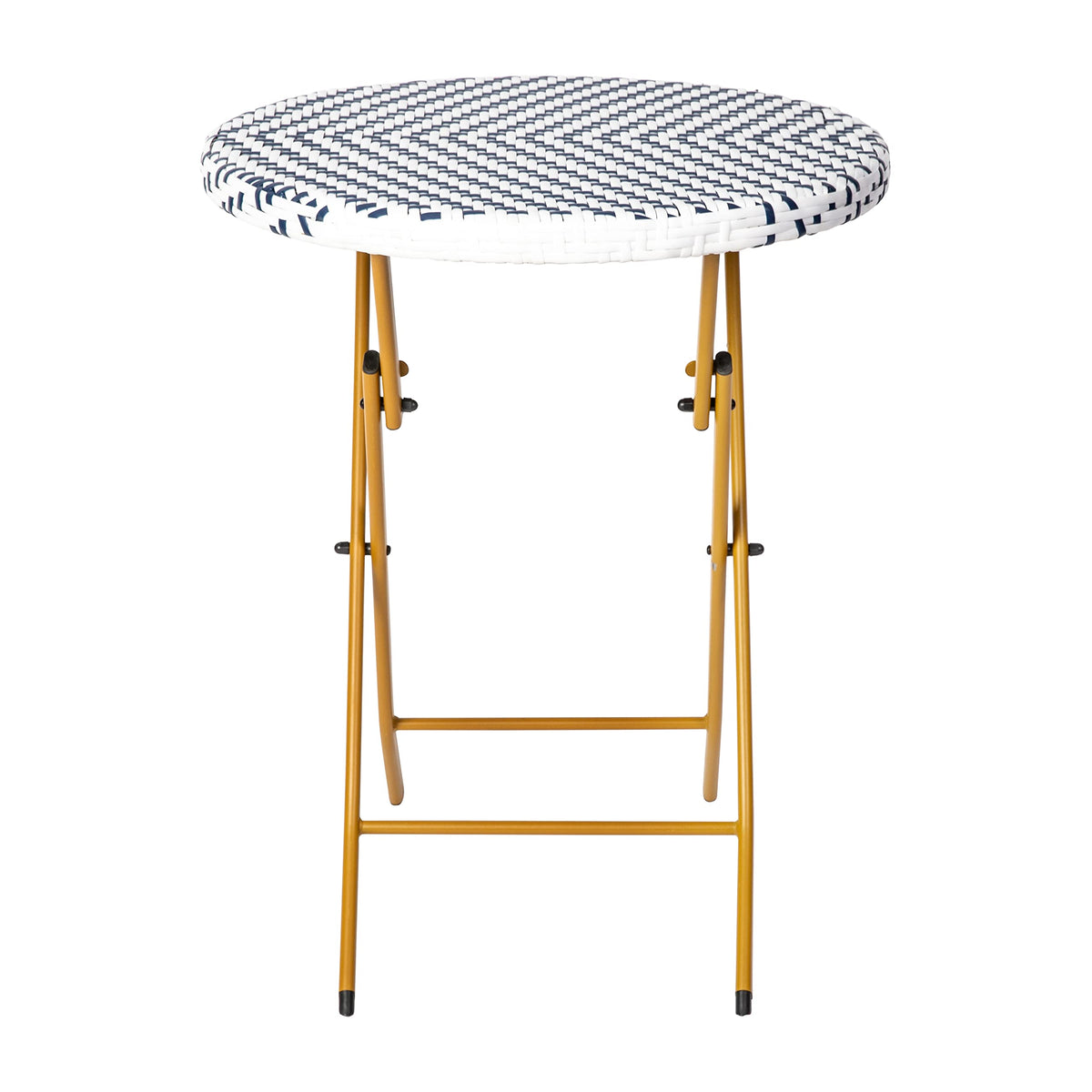 Flash Furniture PE Rattan Indoor/Outdoor Folding Bistro Set, Navy/White