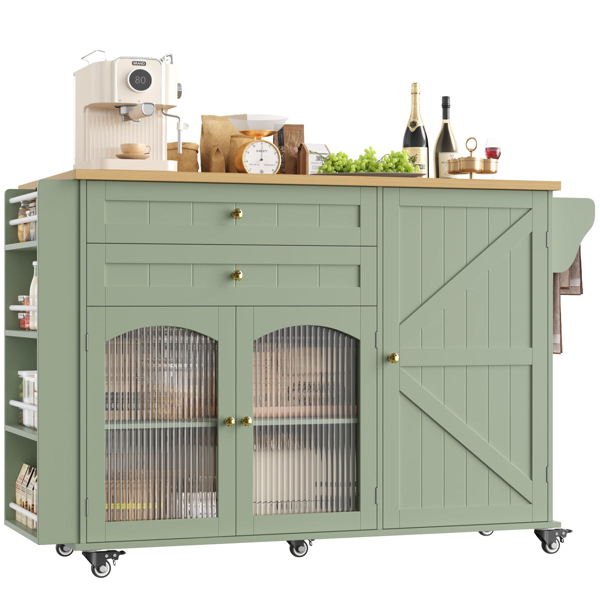 Green Rolling Kitchen Island