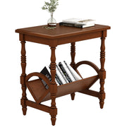 Birch Wood End Table with Magazine Rack