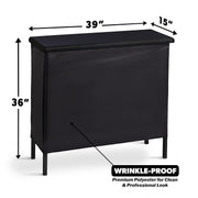 GoBar Portable Bar Table for Events - Pop Up Mobile Bartending Station with Travel Carrying Case - 3 Skirts