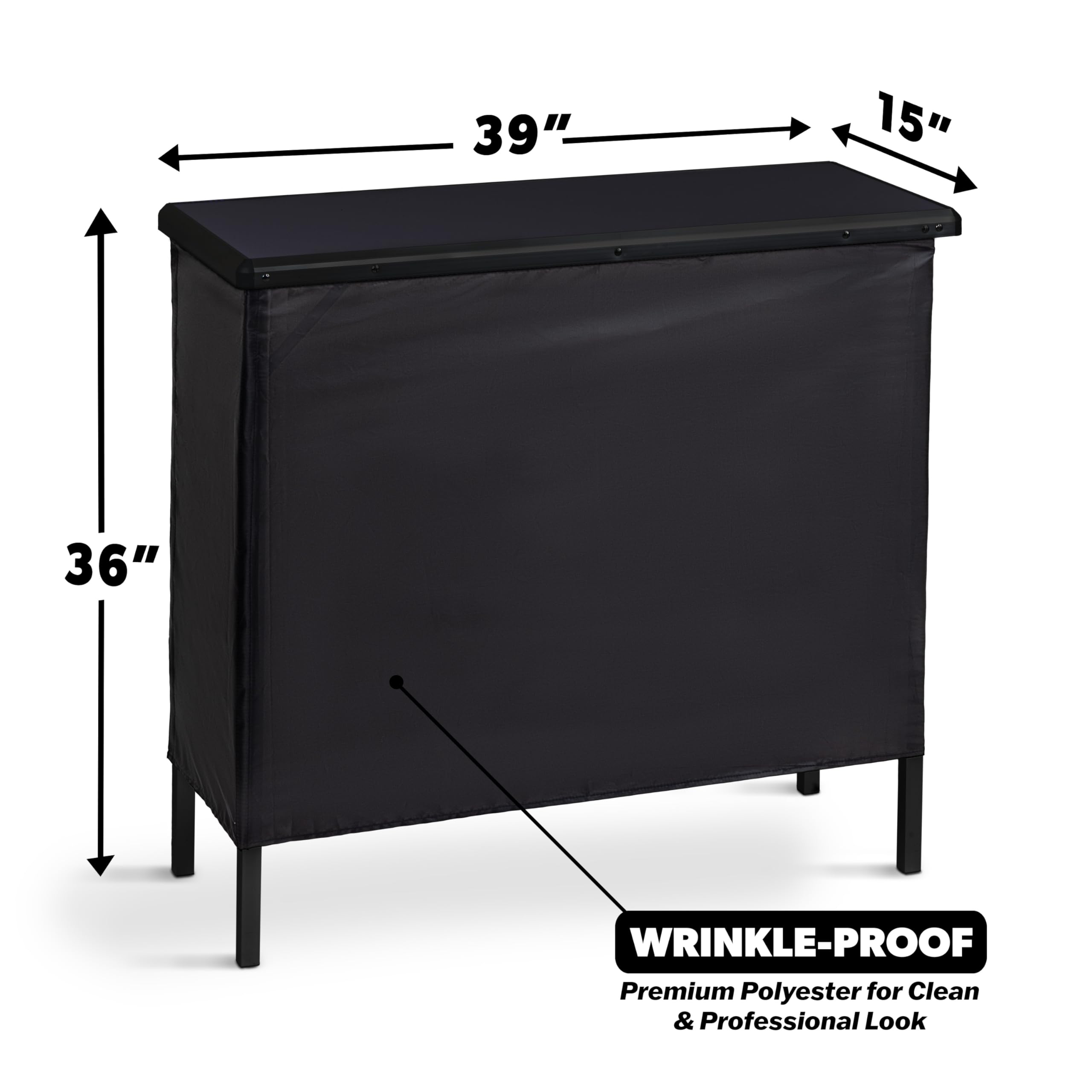 GoBar Portable Bar Table for Events - Pop Up Mobile Bartending Station with Travel Carrying Case - 3 Skirts