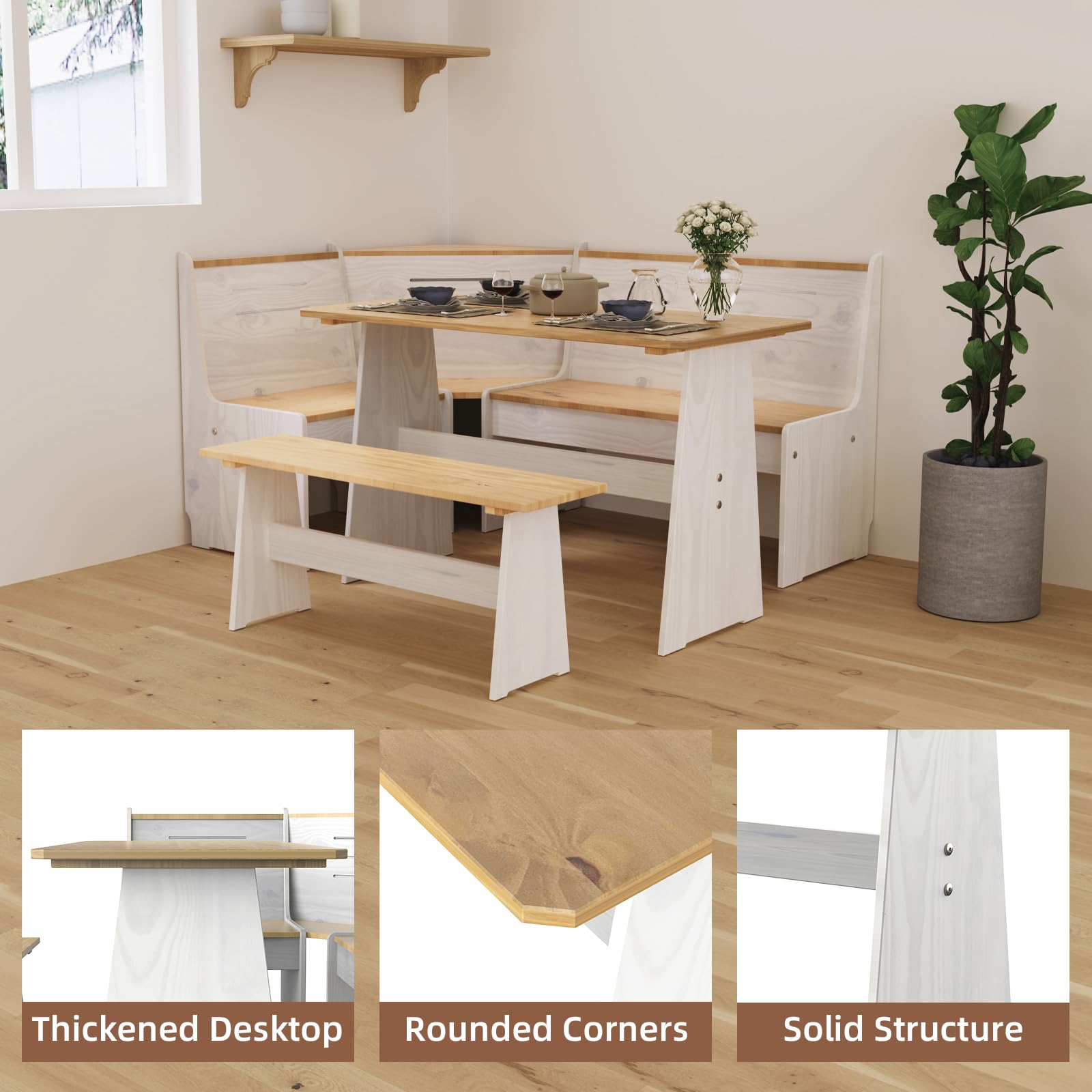 L-Shaped Corner Breakfast Nook Dining Set