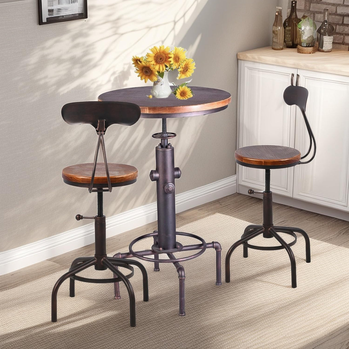 Adjustable Pub Table and Stool Set