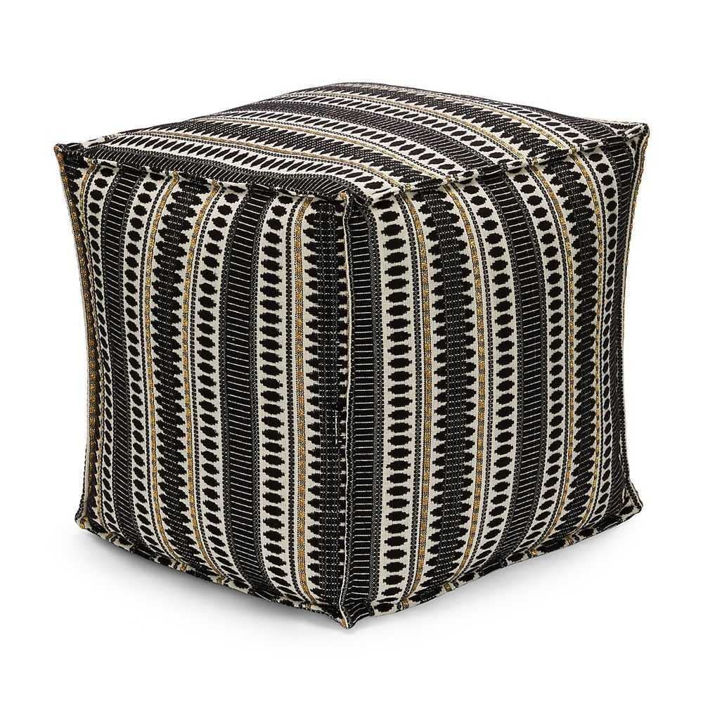 Black Striped Pouf