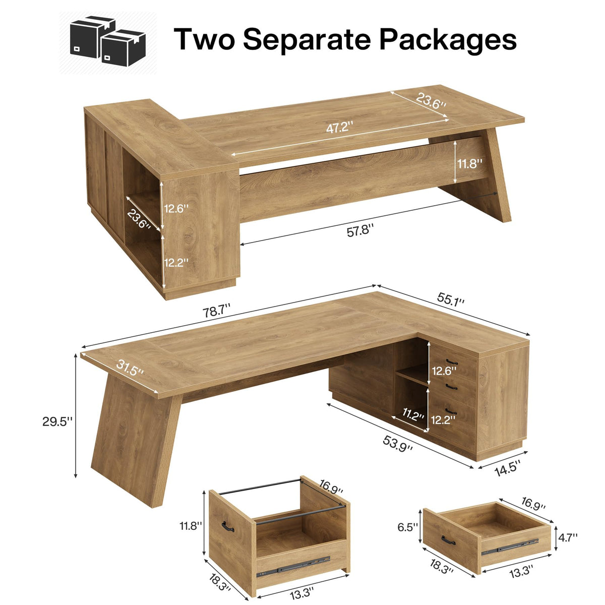 L-Shaped Executive Desk with Storage
