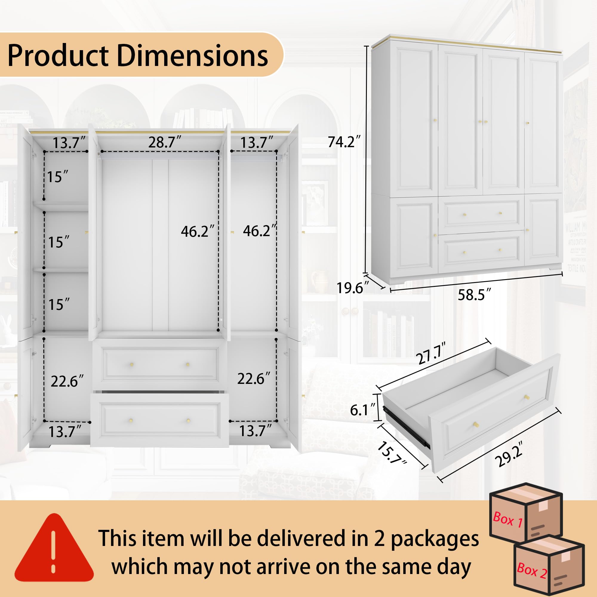 Armoire Wardrobe Closet with Drawers