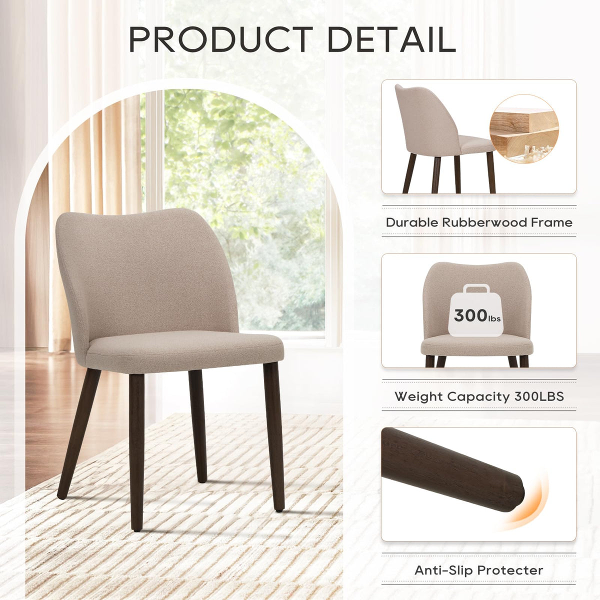 Camel Upholstered Dining Chairs, Set of 6