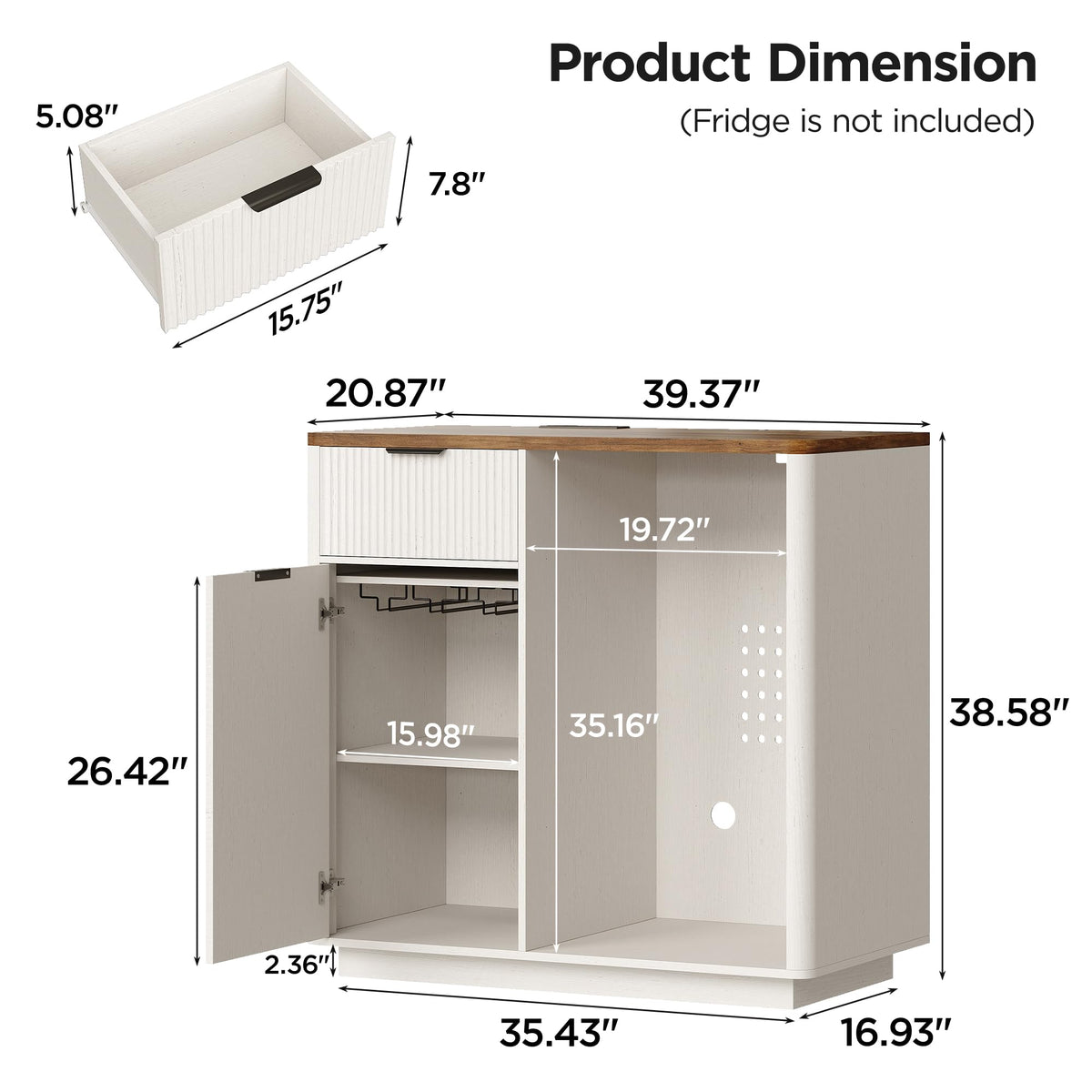 Fluted Coffee Bar Cabinet