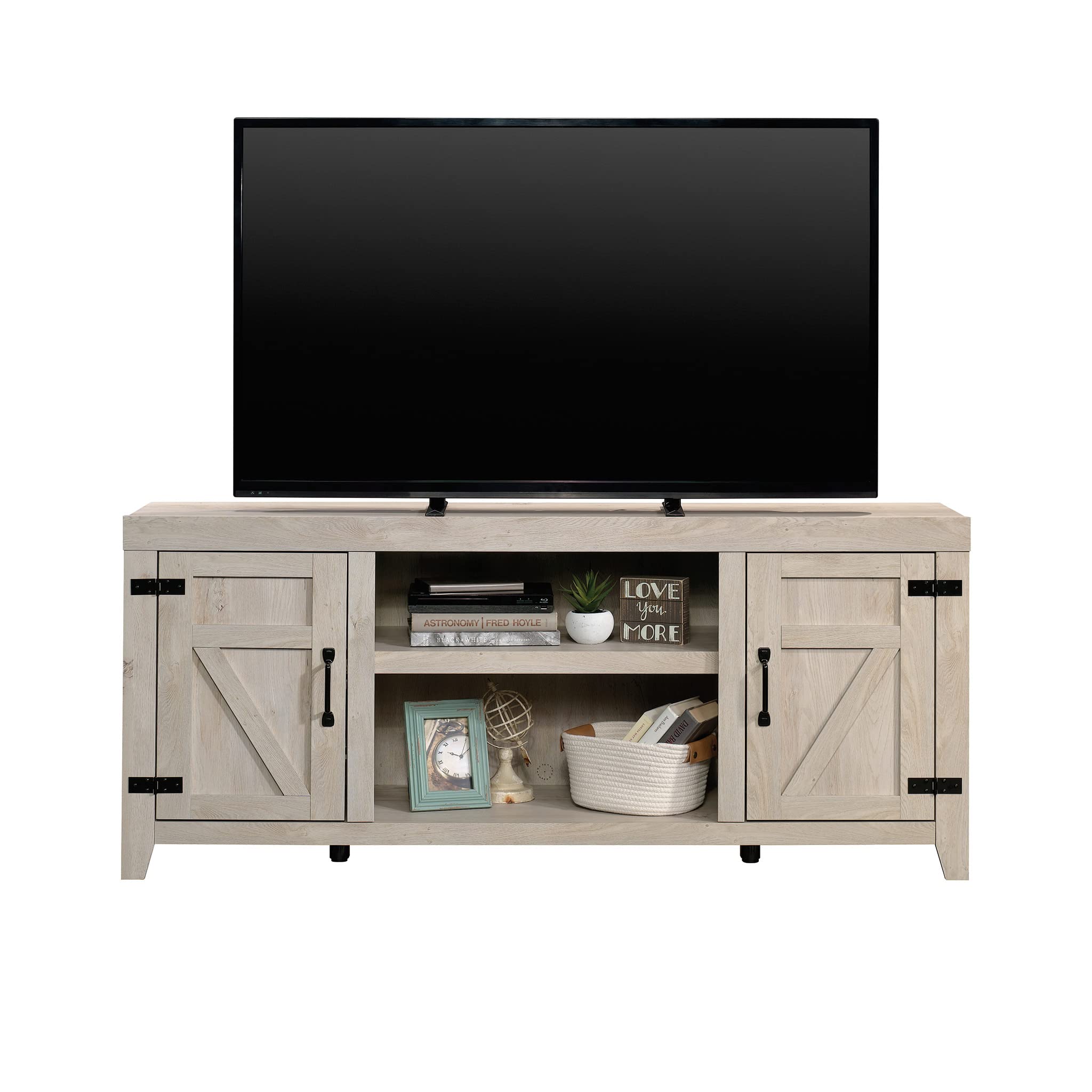 Sauder Misc Entertainment Farmhouse TV Credenza, for TVs up to 70", Chalked Chestnut Finish