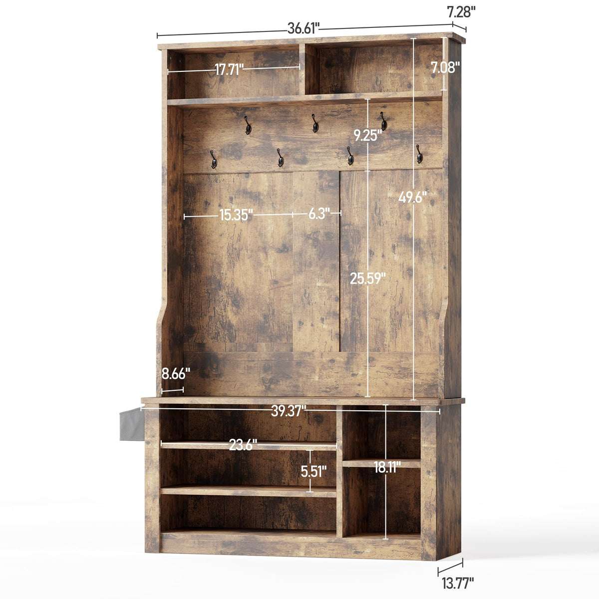 Rustic Hall Tree with Storage Bench