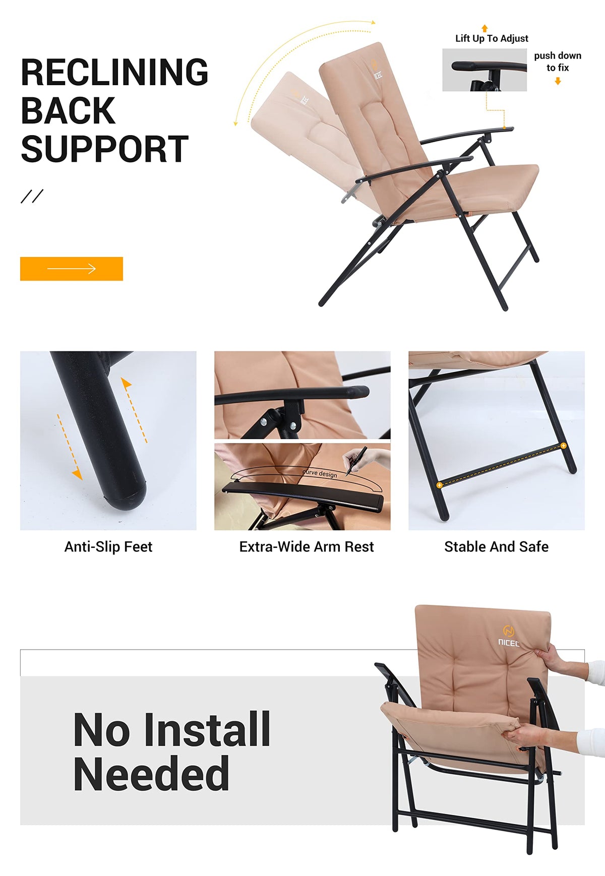 Nice C 3 Piece Patio Table & Chairs Set, Outdoor Bistro Set (Khaki)